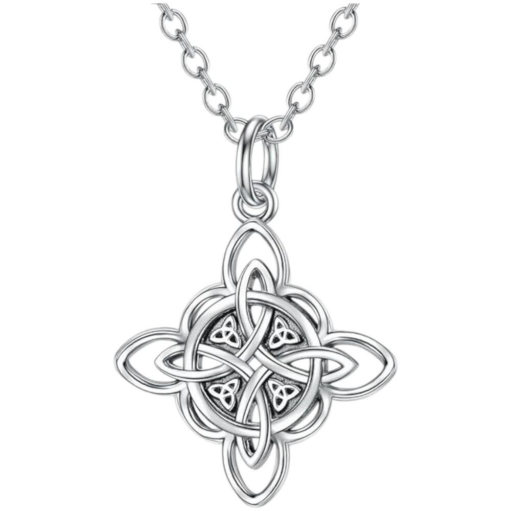 YFN Women's Witch Knot Birthstone Necklaces Retro Silver